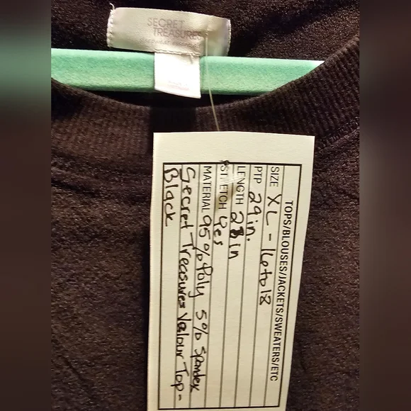 Secret Treasures Black Long Sleeve Sweatshirt, XL - Picture 2 of 2